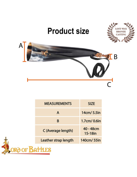 Authentic Medieval Horn with Brass... Authentic Medieval Horn with Brass...