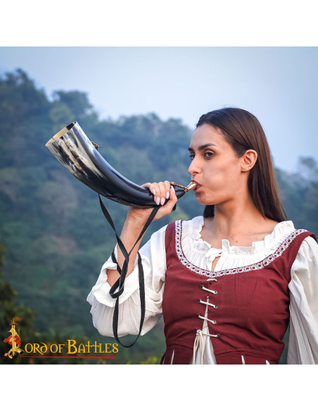 Authentic Medieval Horn with Brass... Authentic Medieval Horn with Brass...