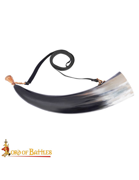 Authentic Medieval Horn with Brass... Authentic Medieval Horn with Brass...