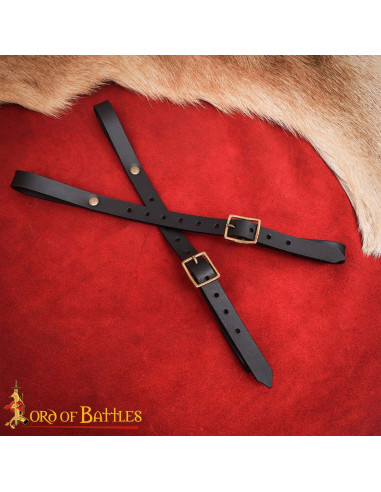 Belt hanger for hanging swords, black leather