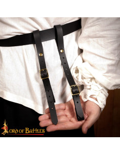 Belt hanger for hanging swords, black leather 2