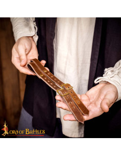 Belt sheath for hanging swords, brown leather 2