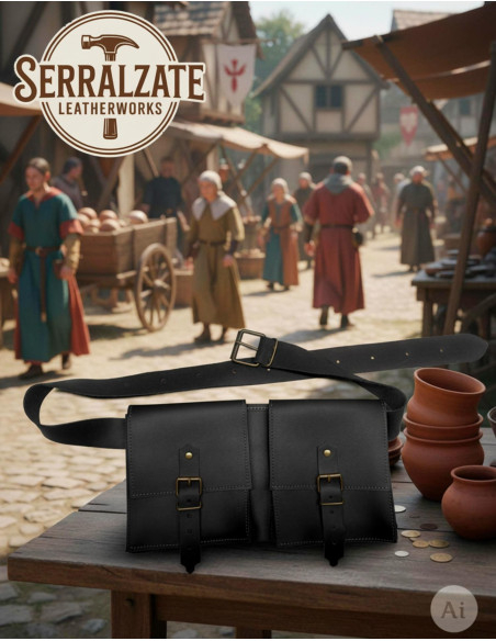 Medieval Belt Bag DuoPouch in Black...