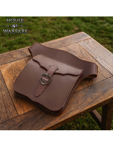 Brown Leather Crossbody Bag from Late Middle Ages