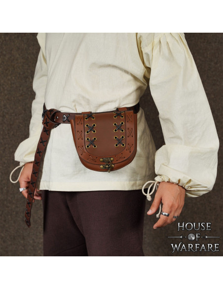 Medieval belt bag with laces, brown... Medieval belt bag with laces, brown...