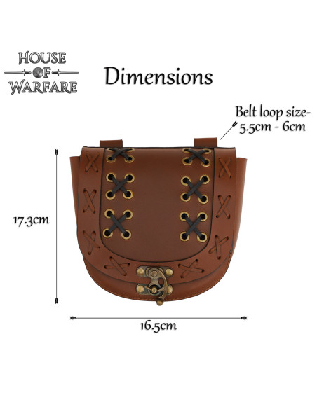Medieval belt bag with laces, brown... Medieval belt bag with laces, brown...