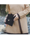 Medieval suede leather belt bag, black color