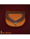 Medieval belt bag with Celtic embossed design, brown leather