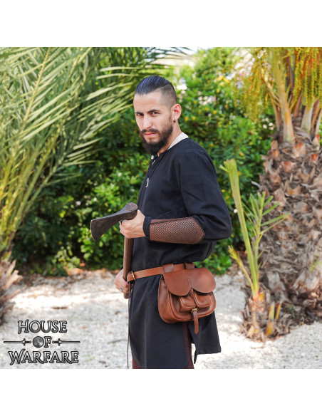 Brown leather medieval bag with... Brown leather medieval bag with...