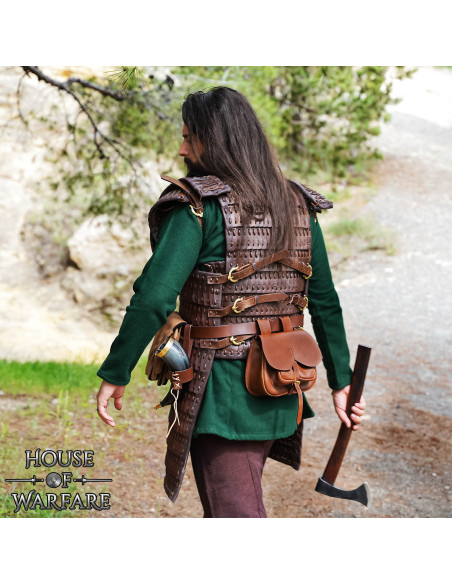 Brown leather medieval bag with... Brown leather medieval bag with...