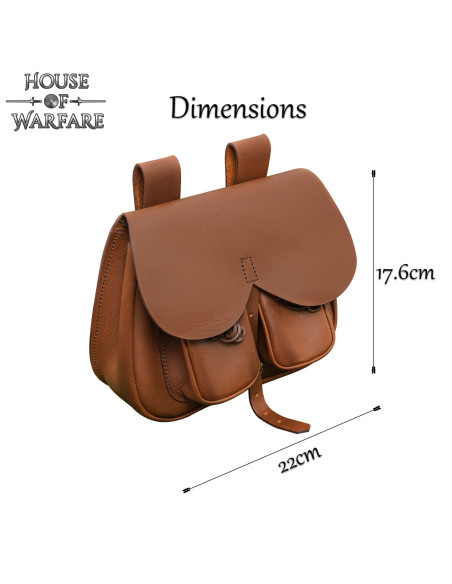 Brown leather medieval bag with... Brown leather medieval bag with...