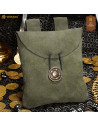 Medieval suede leather waist bag, dark green color