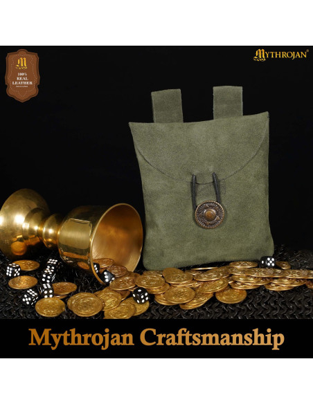 Medieval suede leather waist bag,... Medieval suede leather waist bag,...