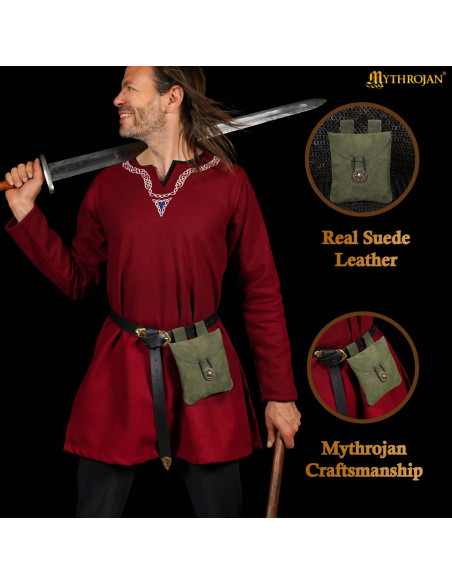 Medieval suede leather waist bag,... Medieval suede leather waist bag,...