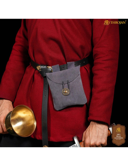 Medieval suede leather waist bag,... Medieval suede leather waist bag,...