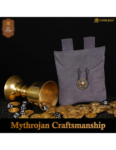 Medieval suede leather waist bag,... Medieval suede leather waist bag,...