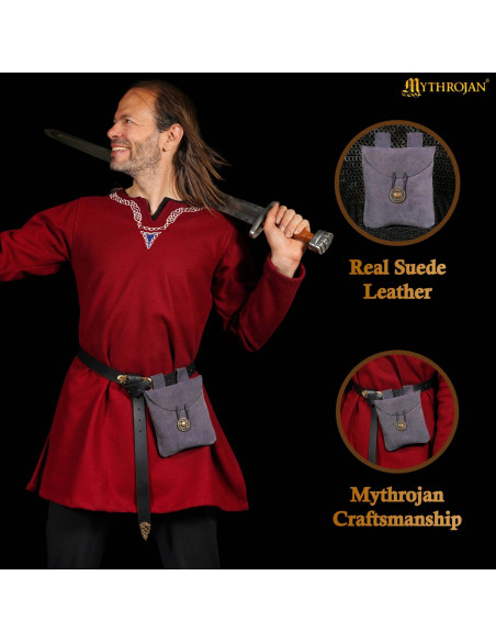 Medieval suede leather waist bag,... Medieval suede leather waist bag,...