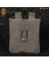 Medieval suede leather waist bag, gray color