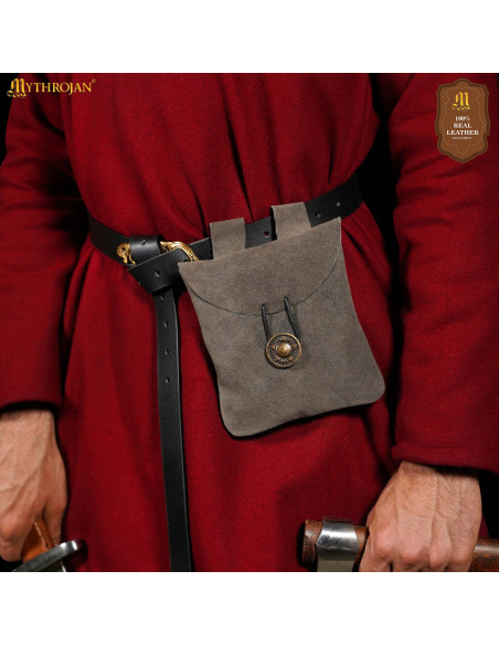 Medieval suede leather waist bag,... Medieval suede leather waist bag,...