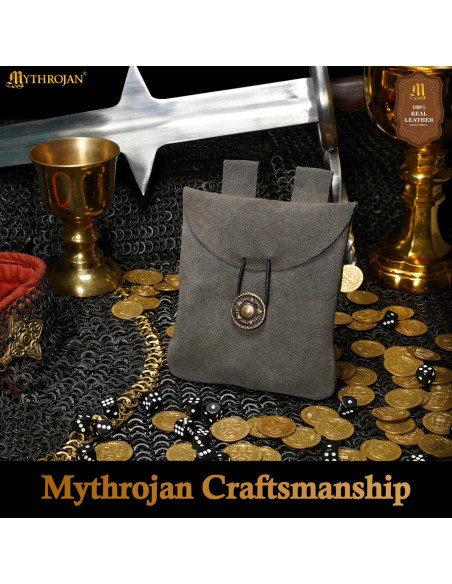Medieval suede leather waist bag,... Medieval suede leather waist bag,...