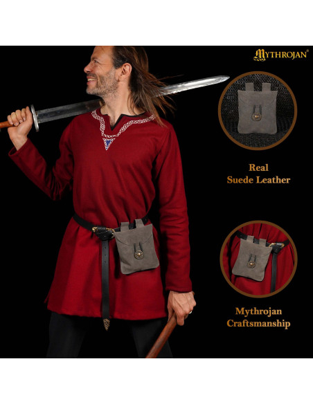 Medieval suede leather waist bag,... Medieval suede leather waist bag,...