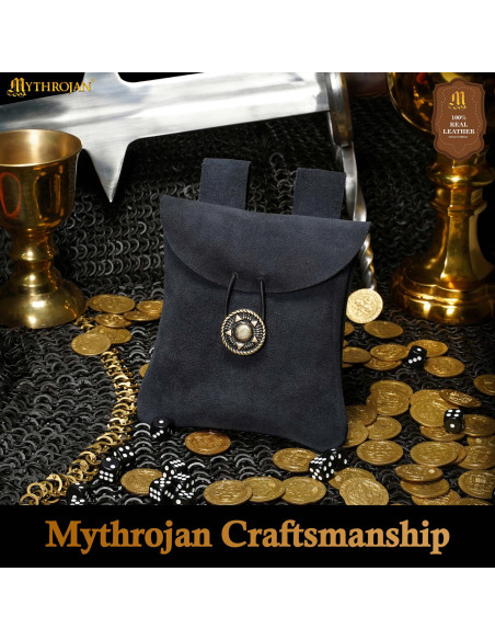 Medieval suede leather waist bag,...