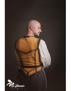Short medieval cuirass for men, yellow suede 2