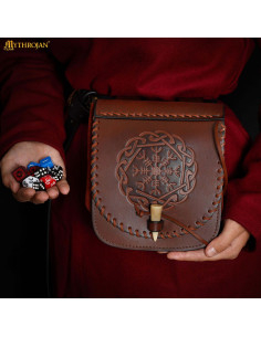 Viking Bag North Warrior for Belt, Brown Leather