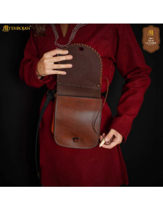 Viking Bag North Warrior for Belt, Brown Leather 2