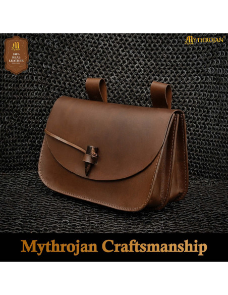 Medieval belt bag with horn closure,...