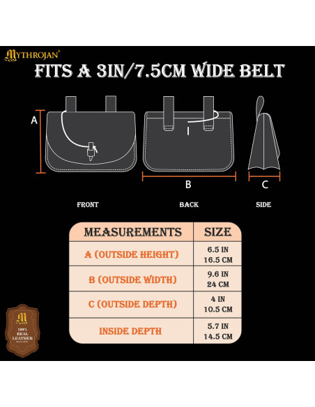 Medieval belt bag with horn closure,...