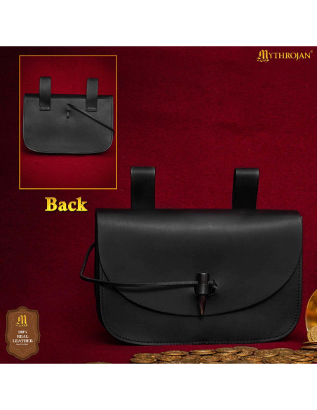 Medieval belt bag with horn closure,... Medieval belt bag with horn closure,...