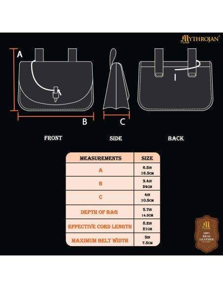 Medieval belt bag with horn closure,... Medieval belt bag with horn closure,...