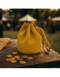 Mustard-colored suede pouch, two sizes 2