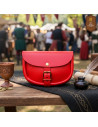 Simple medieval leather bag, red color