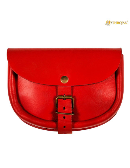 Simple medieval leather bag, red color Simple medieval leather bag, red color