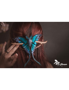 Midnight Blue Leather Lunar Moth Hair Clip