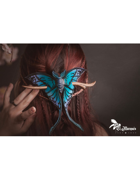 Midnight Blue Leather Lunar Moth Hair...