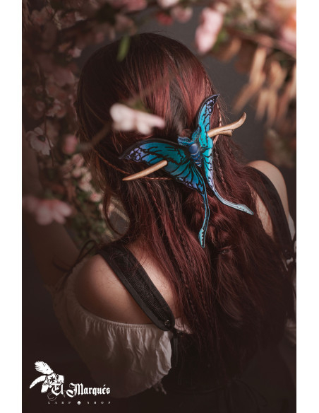 Midnight Blue Leather Lunar Moth Hair...