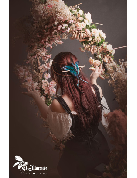 Midnight Blue Leather Lunar Moth Hair...