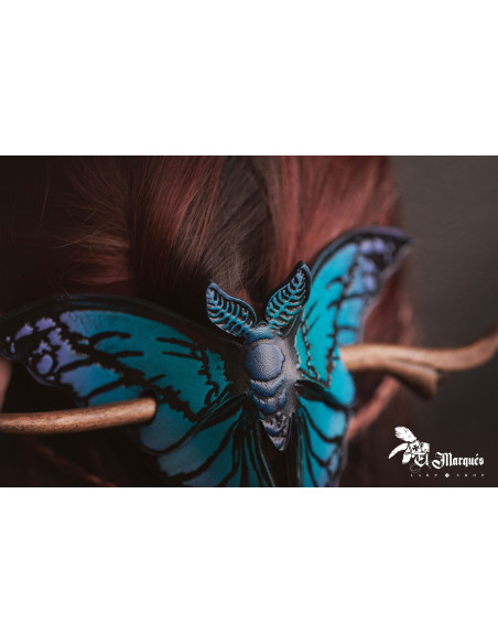 Midnight Blue Leather Lunar Moth Hair...