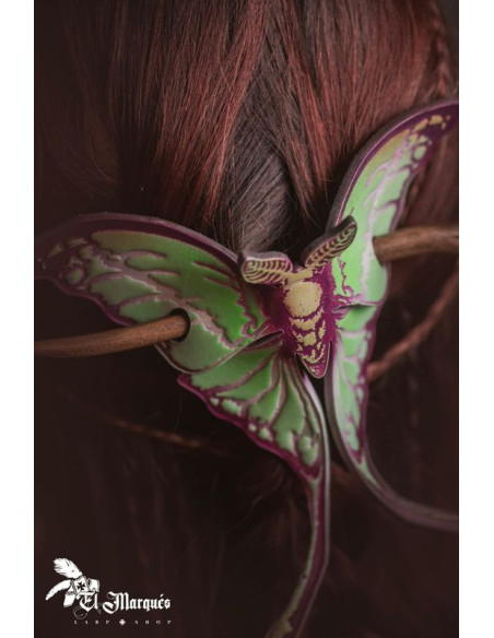 Green Moon Fantasy Moth Hair Clip