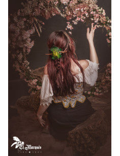 Leather hair clip with spring-style leaves 2
