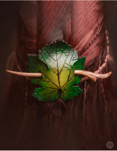 Leather hair clip with spring-style...