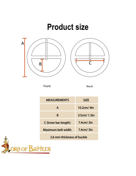 Round Medieval Buckle in Brass (9.5 cm) Round Medieval Buckle in Brass (9.5 cm)