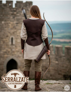 Julienne Short Leather Bodice, Dark Brown 2