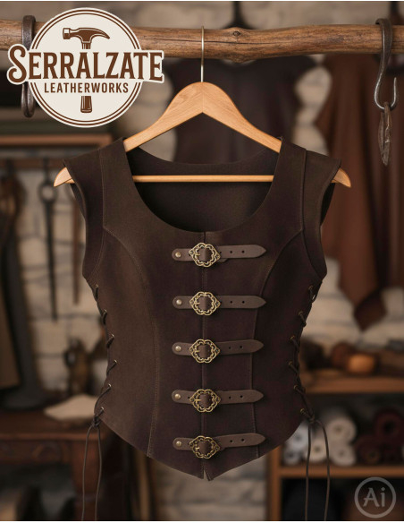 Julienne Short Leather Bodice, Dark... Julienne Short Leather Bodice, Dark...