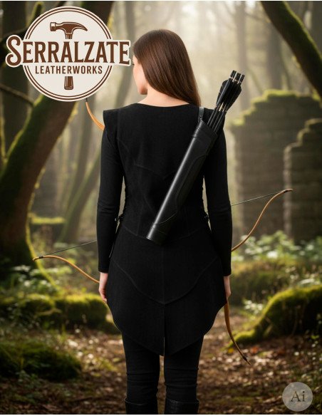 Julienne Long Leather Jerkin, Black Julienne Long Leather Jerkin, Black