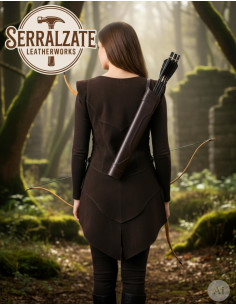 Julienne Long Leather Bodice in Brown 2