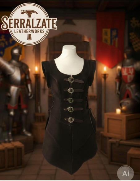 Julienne Long Leather Bodice in Brown Julienne Long Leather Bodice in Brown